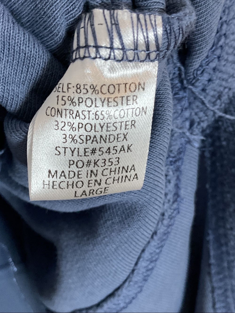 AEMI+CO Dusty Blue Oversized Hooded Mixed Media Raw Edge Curved Hem Pullover Lg - Picture 9 of 11